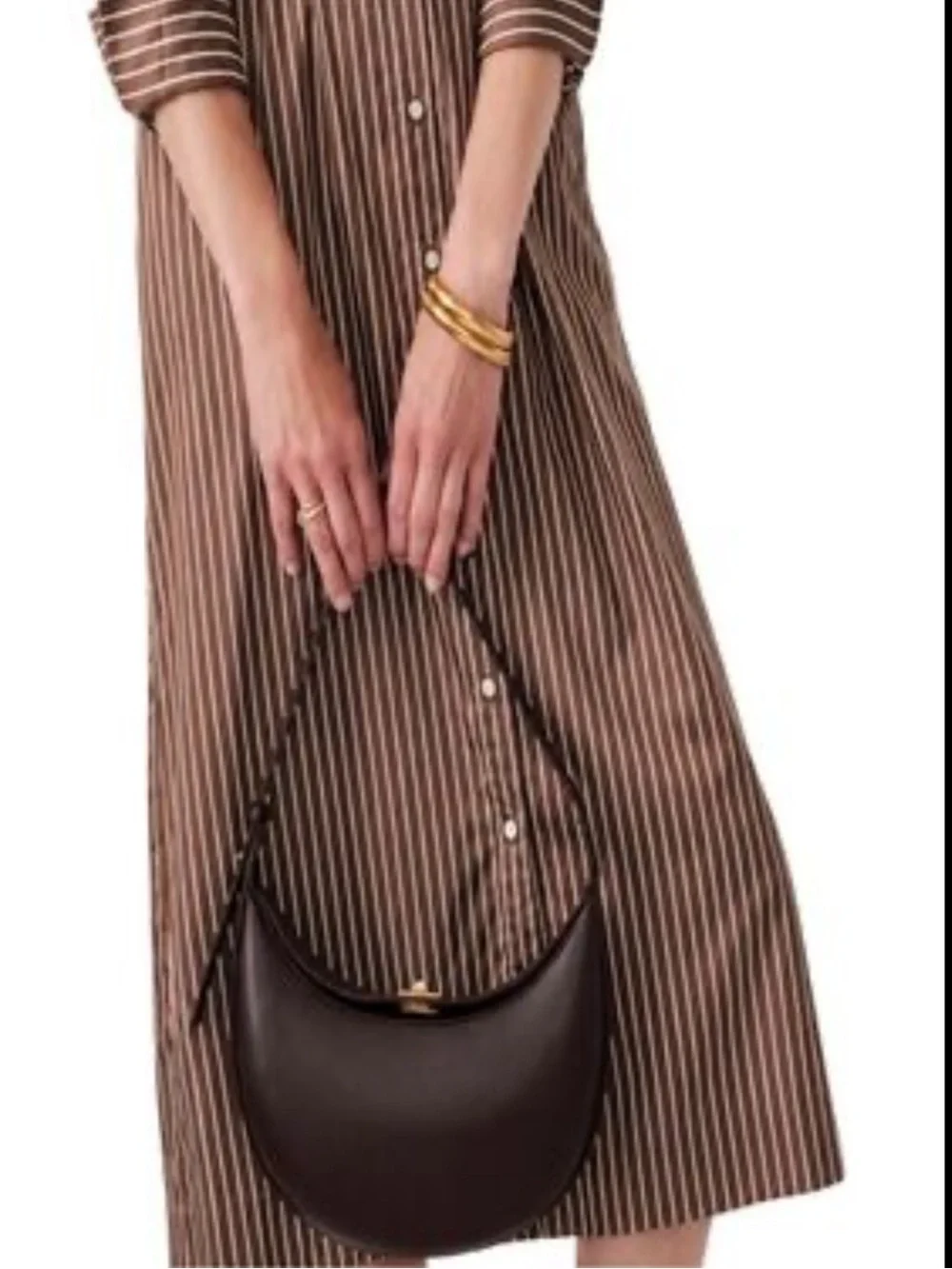 J. McLaughlin Molina Brown Crescent Leather Shoulder Bag